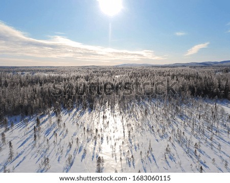 Aerial view of a magnificent winter scene