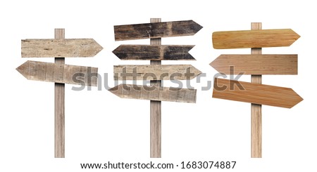 Collection of old various wooden sign isolated on white background. Object with clipping path. Royalty-Free Stock Photo #1683074887