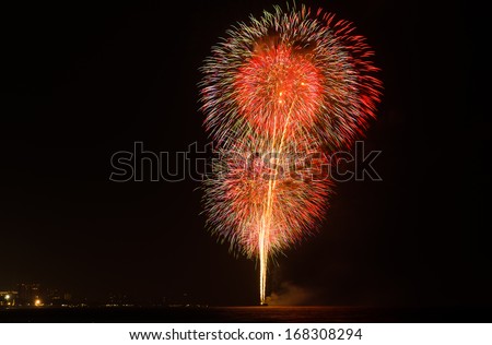 background texture of fireworks in the night at Hua Hin Thailand