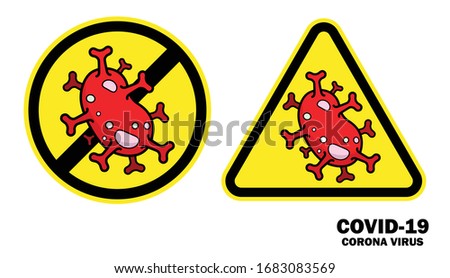Coronavirus or Covid-19 flat color icon on Warning sign board