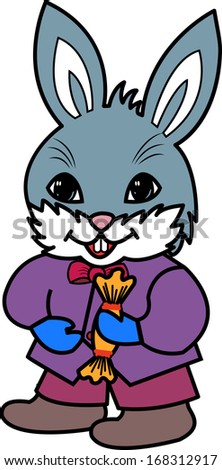 Cartoon Easter bunny rabbit with candy