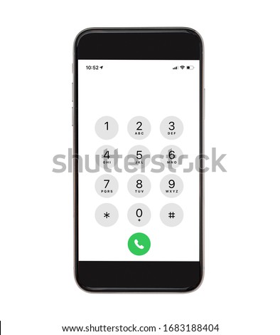 Display Keypad with numberst for mobile phone.Keypad for template in touchscreen device. mockup phone Isolated on white background Royalty-Free Stock Photo #1683188404