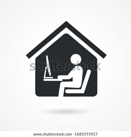 Work from home. Professional working on computer at home. Working Icon vector.  Royalty-Free Stock Photo #1683193927