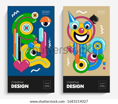 Bright abstract art illustration. The vector is suitable for your project, animation, advertising, flyer, poster, postcard etc. Bright colors elements in memphis style.