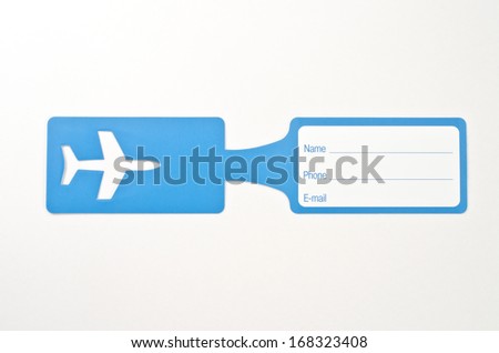 Luggage tag on white background 