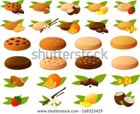 Vector illustration of various kinds of cookie clipart.