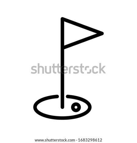 Vector illustration of golf ball icon and flag Golf flag icon. Vector illustration of a flat white background. EPS 10