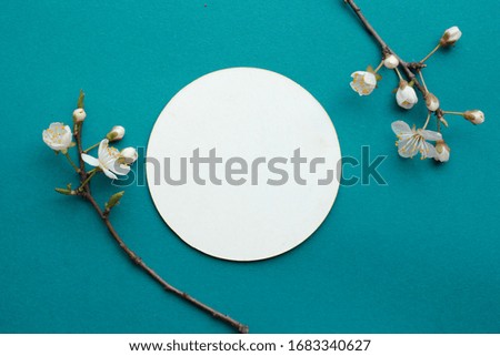 card mockup with cherry blossom. invitation card with sakura