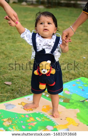 9 Month Baby Boy Outdoors in Summer - stock photo, Cute Boy playing in the park, Sweet Little baby boy enjoying