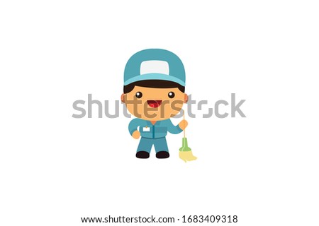 Janitor Man Profession Vector Illustration