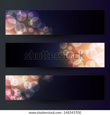 Set of three cards with bokeh background