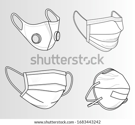 Safety breathing masks. Industrial safety N95 mask, dust protection and breathing medical respiratory. Corona masks. Hospital or pollution protect face masking. 