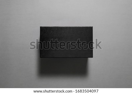 Black Shoe Box Mockup isolated on gray with clipping path.High resolution photo. Royalty-Free Stock Photo #1683504097