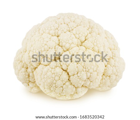 Fresh whole cauliflower isolated on a white background.