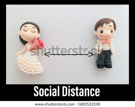 Mini figure model keep social distance concept
