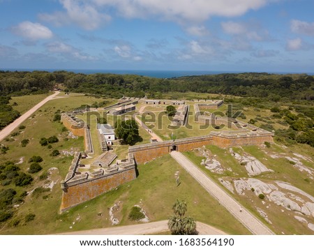 Santa Teresa Fortress. Aerial view of Fort Santa Teresa, Rocha, Uruguay. Royalty-Free Stock Photo #1683564190