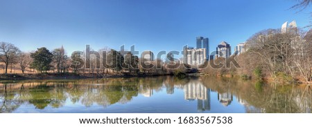 A Panorama of Atlanta, Georgia skyline and reflections