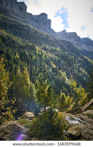 High mountain in Ordesa Monte Perdido Natural Park, Pyrenees, Spain during the autumn.