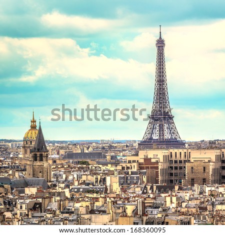 Eiffel Tower with blue sky as background ,Paris - France