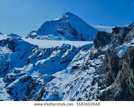 The scenery view of snow mountain from Matterhorn Glacier Paradise view point, Switzerland.
