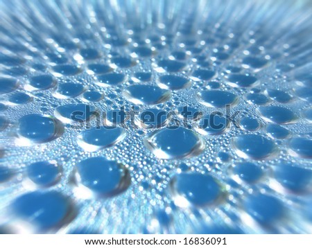 Beads of water in light