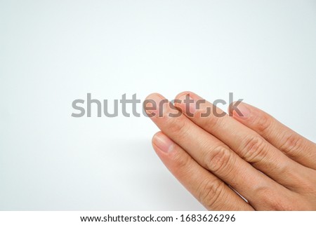 Four fingers with a white background