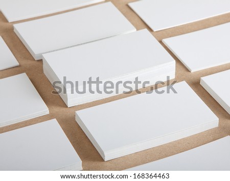 Blank business cards crafts background
