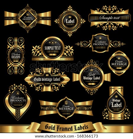 Gold framed labels set 7