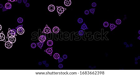 Dark Purple, Pink vector pattern with magic elements. Colorful mystic symbols with a gradient in ancient style. Best design halloween events.