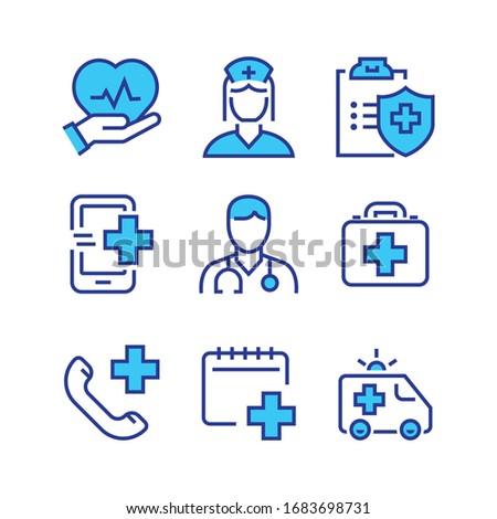 Medical and health care icon set vector file 