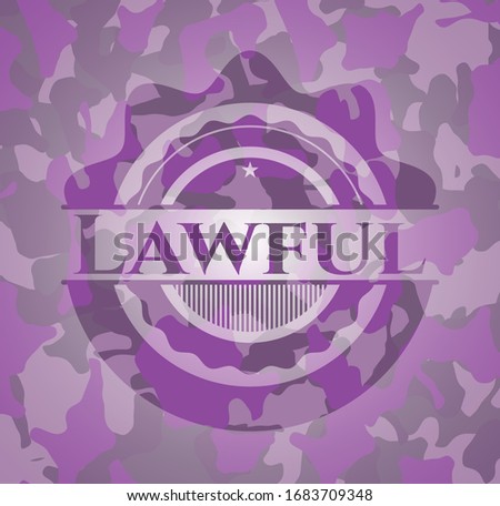 Lawful pink camouflaged emblem. Vector Illustration. Detailed.