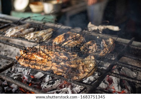 grilled fish on the street market in Bali