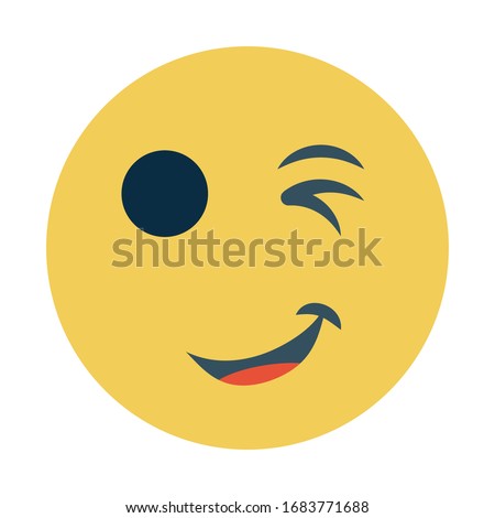 Yellow Winky Head Flat Concept, Wink Avatar Vector, facial expression color Icon design, Perfect Service Gesture on white background, winking smiley face Sign Royalty-Free Stock Photo #1683771688