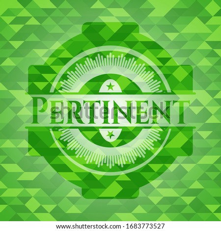 Pertinent green emblem with mosaic background. Vector Illustration. Detailed.