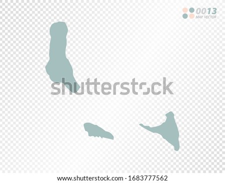 Green vector silhouette of Comoros map on transparent background.
