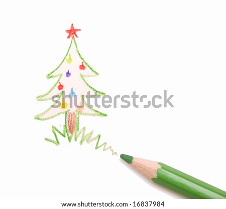 christmas tree and green pencil