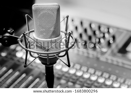 professional microphone and sound mixer in the studio