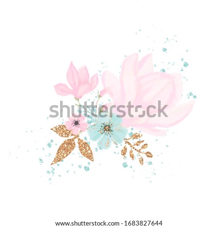 Beautyful pastel floral clip art illustration for wedding party invitation