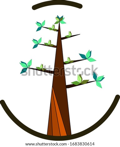 A tree icon vector image with a symbol of smile. 