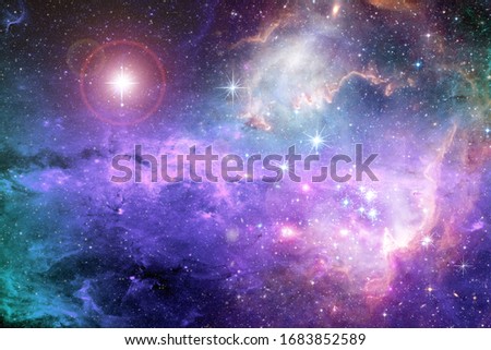 Magical surreal colorful space background with many stars Elements of this image furnished by NASA