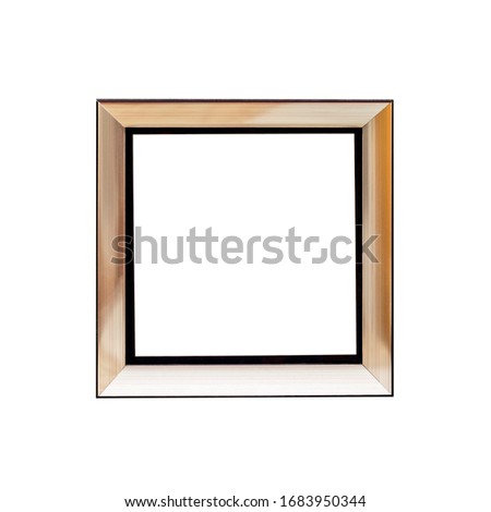 Empty square photo frame in modern style. Isolated on a white background. Empty square photo frame in modern style. Isolated on a white background. Small amount of dust on the frame for naturalness