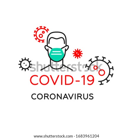 Vector simple line icon. Stop Coronavirus COVID-19. Illustration in flat design, on white background, isolated.