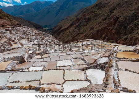 A view of Maras saltworks area. This place is par of the tour named "Sacred Valley"