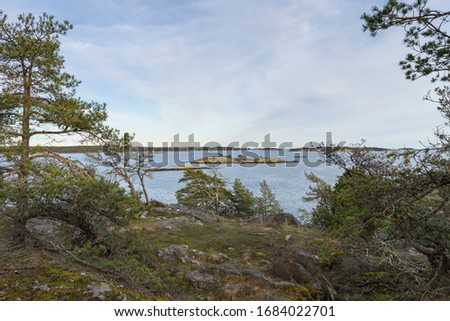 Beautiful nature and landscape photo at sea in Nykoping Sweden. Nice, calm peaceful, scandinavian image.