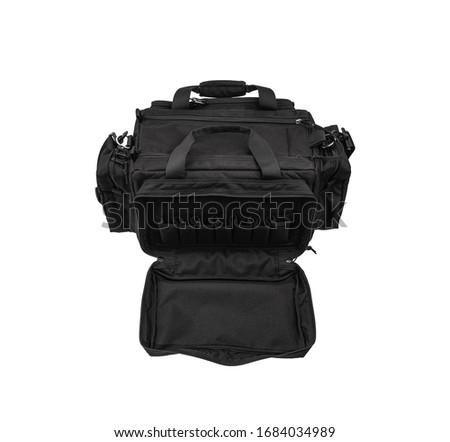 Modern sports bag isolate on white background. Shoulder bag for equipment or things.