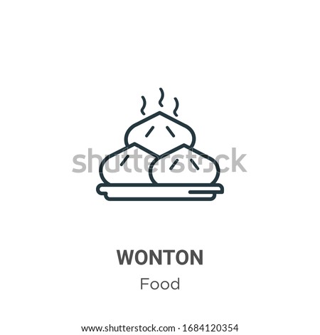 Wonton outline vector icon. Thin line black wonton icon, flat vector simple element illustration from editable food concept isolated stroke on white background