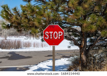 Stop Sign Along the Road in Cherry Creek State Park