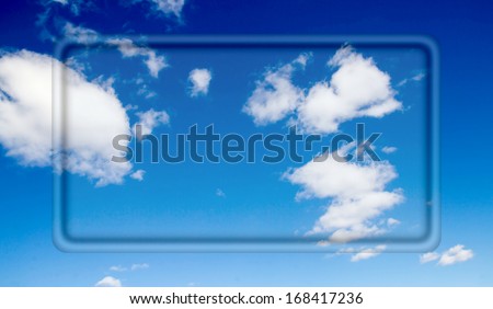 transparent frame for your text on a background of blue sky with clouds