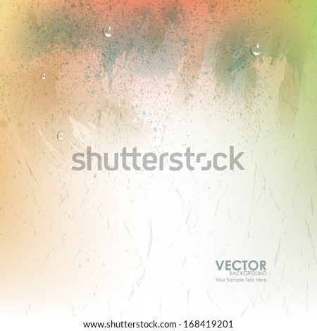 Abstract artistic background with water drops. Imitation watercolors. Vector illustration