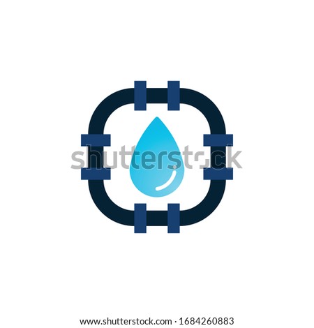 pipe water drop, plumbing logo Ideas. Inspiration logo design. Template Vector Illustration. Isolated On White Background